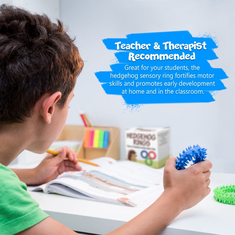 Pick A Toy Hedgehog Rings Sensory Fidget Toy 3 Pack, Soft Textured Rubber Rings with Spikes, Classroom Prizes & Stocking Stuffers for Kids - Image 2