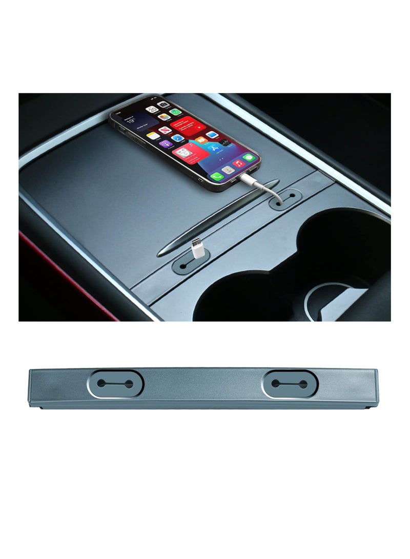 SOLARAE Car USB Cable Holder, Fit for USB Cable Holder for Tesla Model 3 Model Y Accessories, Center Console Organizer USB Hub Charging Cable Station - Image 1