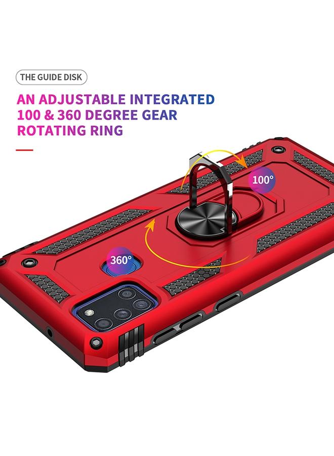S-TOP Case For Samsung Galaxy A21s Shockproof TPU + PC Protective Case with 360 Degree Rotating Holder - Image 4