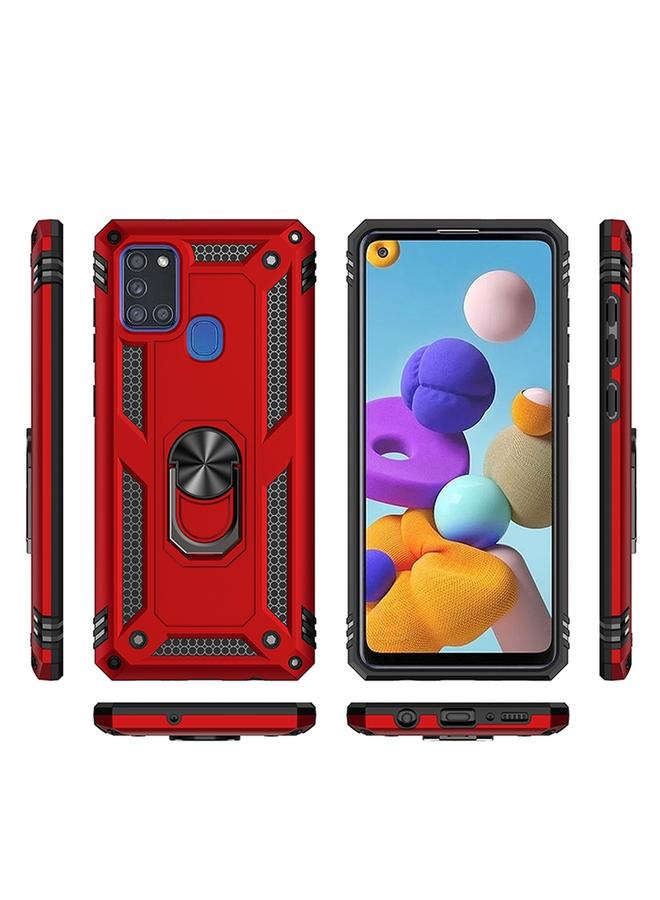 S-TOP Case For Samsung Galaxy A21s Shockproof TPU + PC Protective Case with 360 Degree Rotating Holder - Image 2