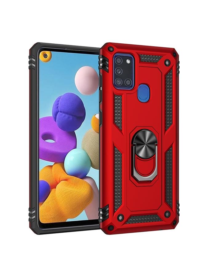 S-TOP Case For Samsung Galaxy A21s Shockproof TPU + PC Protective Case with 360 Degree Rotating Holder - Image 1