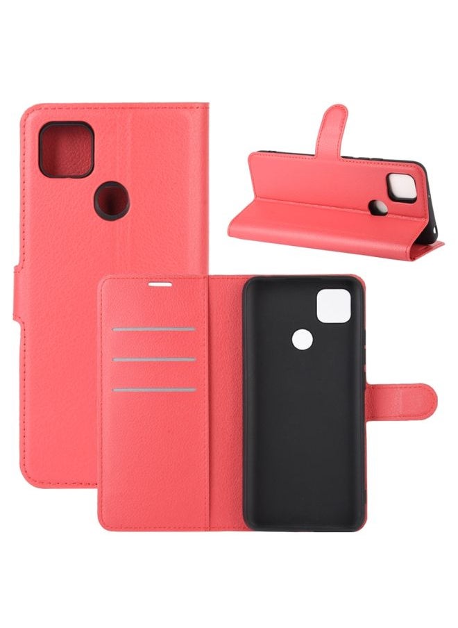 HuHa Case Cover For Xiaomi Redmi 9C Litchi Texture Horizontal Flip Protective Case with Holder & Card Slots & Wallet Red 