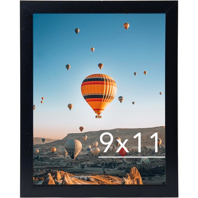 9X11 PICTURE FRAME BLACK FOR WALL HANGING OR TABLETOP WALL MOUNTING HORIZONTALLY OR VERTICALLY 9 X 11 WALL GALLERY POSTER PHOTO FRAME WITH SHATTER RESISTANT PLEXIGLASS BLACK