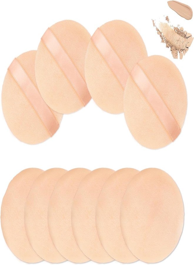 Aternal Powder Puffs for Face Powder, Makeup Sponge Puff for Powder Foundation Velour Powder Puff Pure Cotton Powder Applicator Cotton Cosmetic Powder Makeup Puffs Pads with Ribbon, 10 Pieces - Image 1