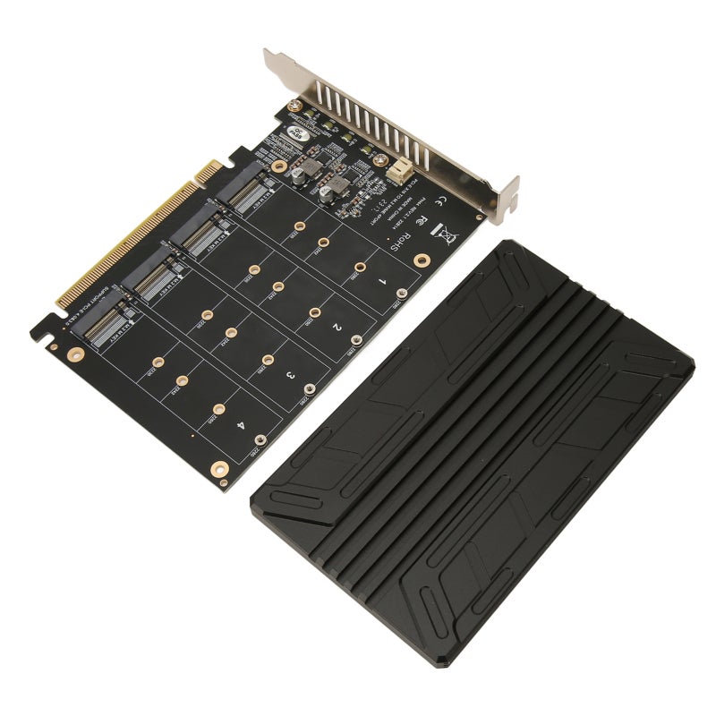 محول Quad M.2 NVME إلى PCIe بتصميم 4 أقراص وواجهة PCIe X16 - شريحة عالية الطاقة لبطاقة PCIe 4.0 إلى NVMe لأجهزة الكمبيوتر المكتبية - Image 3