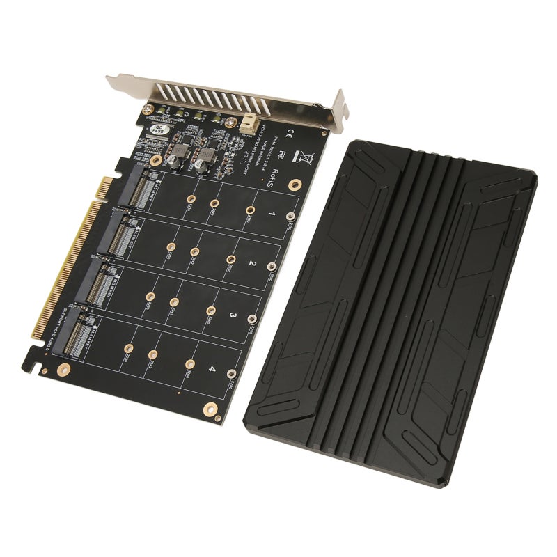 محول Quad M.2 NVME إلى PCIe بتصميم 4 أقراص وواجهة PCIe X16 - شريحة عالية الطاقة لبطاقة PCIe 4.0 إلى NVMe لأجهزة الكمبيوتر المكتبية - Image 2