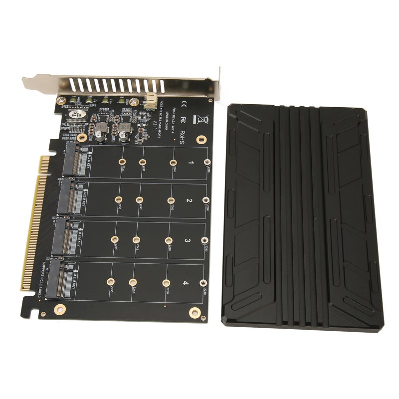 محول Quad M.2 NVME إلى PCIe بتصميم 4 أقراص وواجهة PCIe X16 - شريحة عالية الطاقة لبطاقة PCIe 4.0 إلى NVMe لأجهزة الكمبيوتر المكتبية - Image 4
