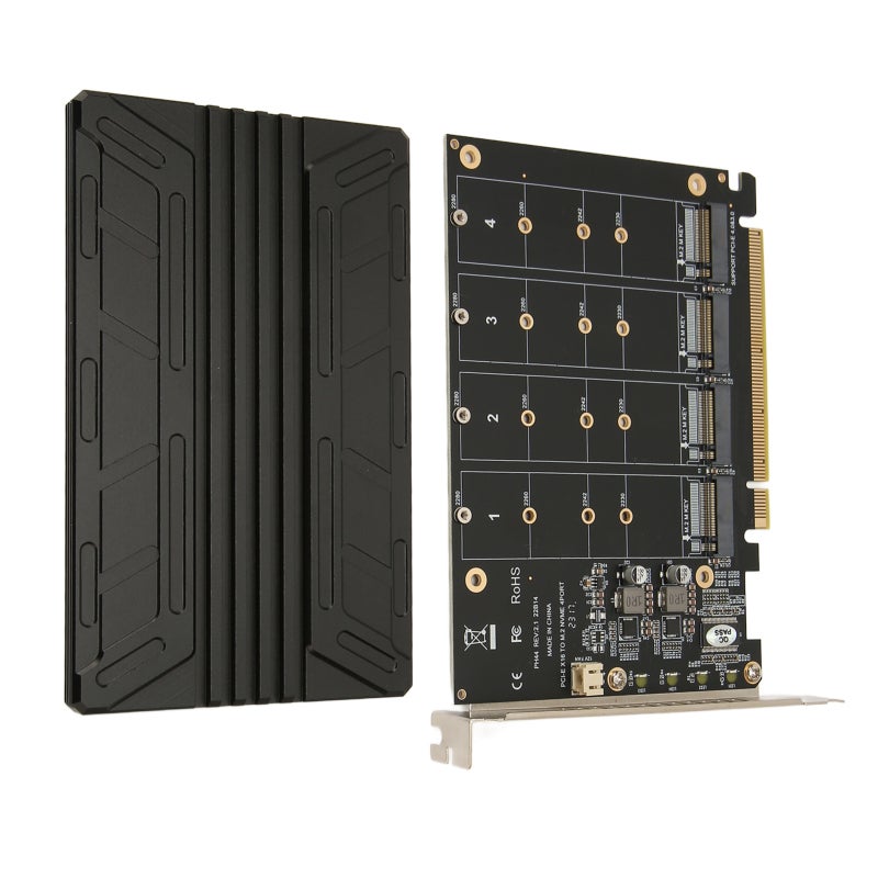 محول Quad M.2 NVME إلى PCIe بتصميم 4 أقراص وواجهة PCIe X16 - شريحة عالية الطاقة لبطاقة PCIe 4.0 إلى NVMe لأجهزة الكمبيوتر المكتبية - Image 5