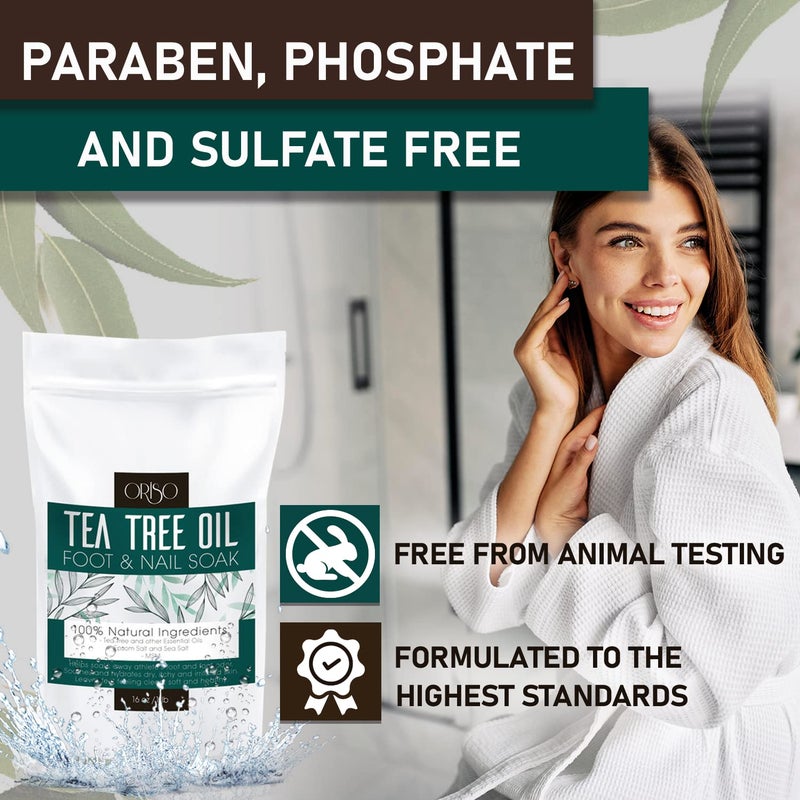 ORISO Tea Tree Oil Foot Soak - Pedicure Supplies with Epsom Salts and Lavender - Athletes Foot Treatment for Cracked and Dry Feet - Stubborn Foot Odor - Softens Calluses - Better Toe Nail Health - 16 Oz - Image 5