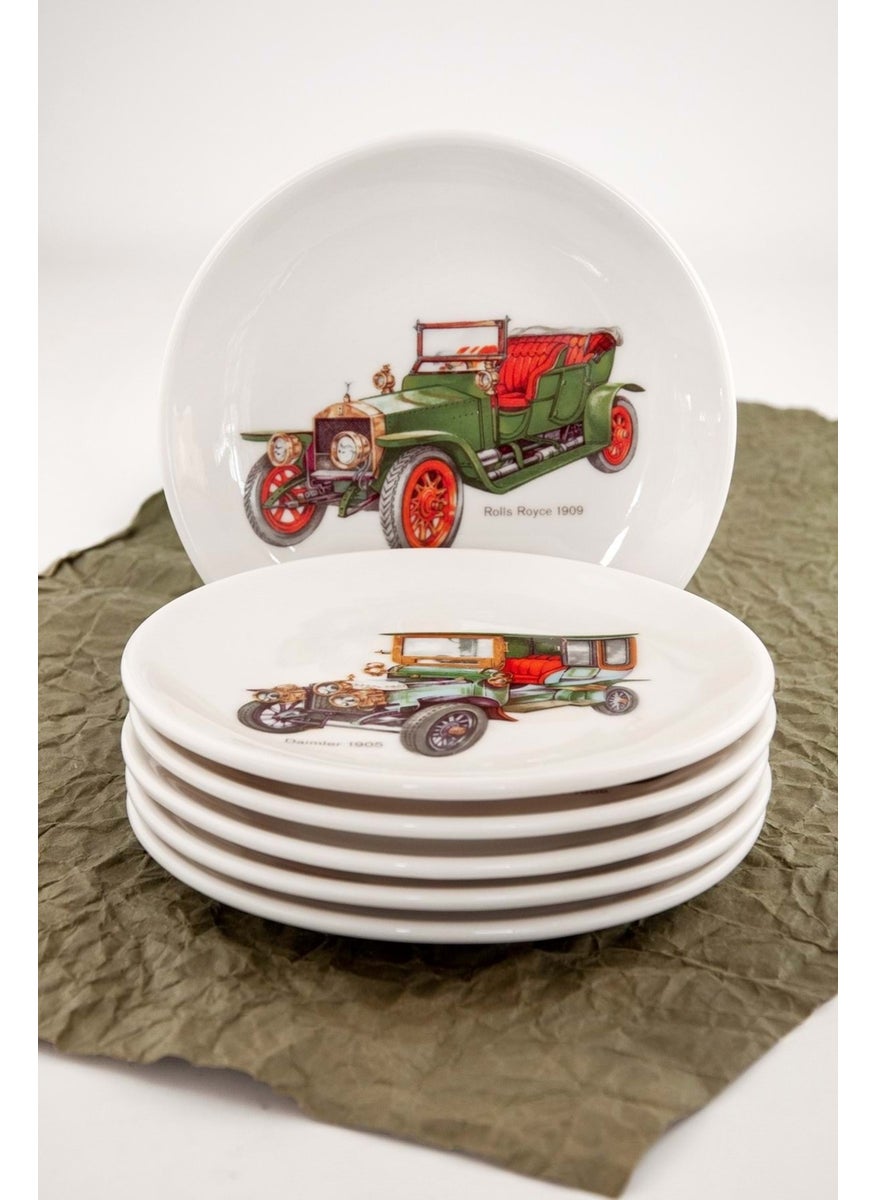 Bursa Porselen Dekor Bursa Porcelain Decor Collection Cars 6 Piece Cake Plate  - Image 1