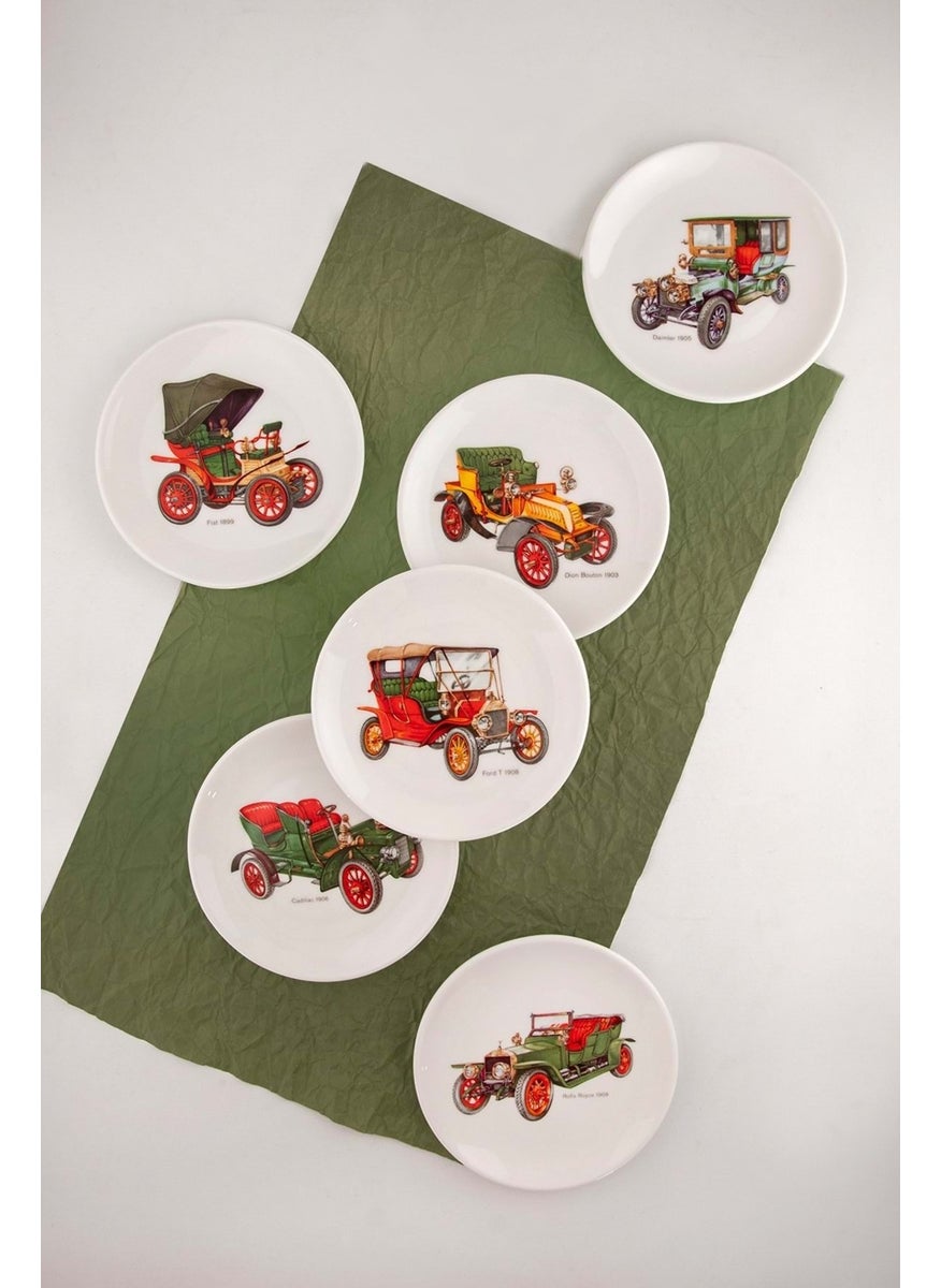 Bursa Porselen Dekor Bursa Porcelain Decor Collection Cars 6 Piece Cake Plate  - Image 2