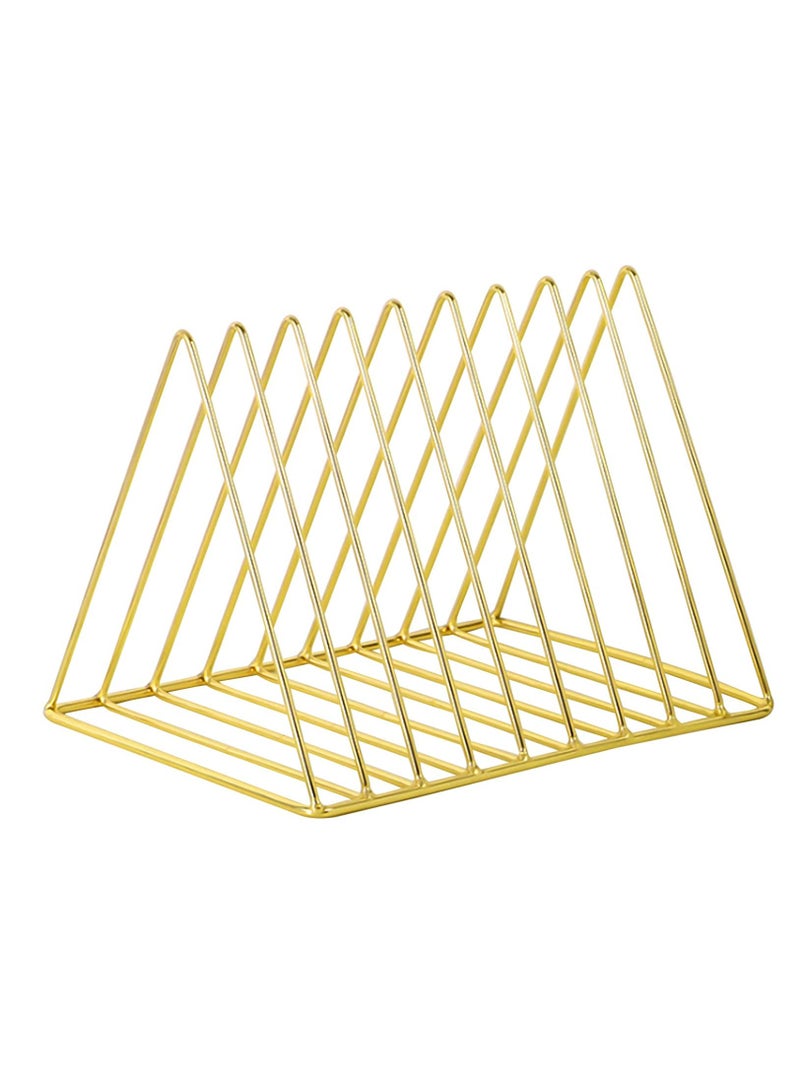Triangle Book Rack, Desktop Iron Storage Rack Bookshelf Magazine Rack Book Record Holder Multifunction Triangle File Organizer - Image 1