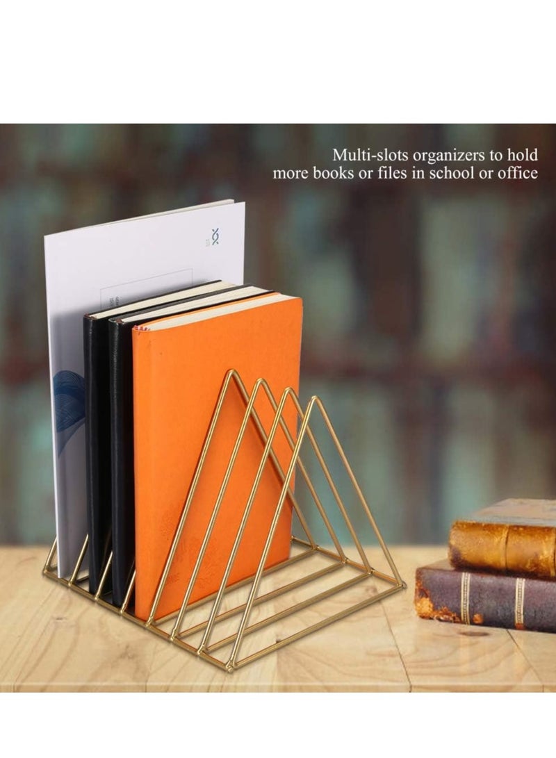Triangle Book Rack, Desktop Iron Storage Rack Bookshelf Magazine Rack Book Record Holder Multifunction Triangle File Organizer - Image 5
