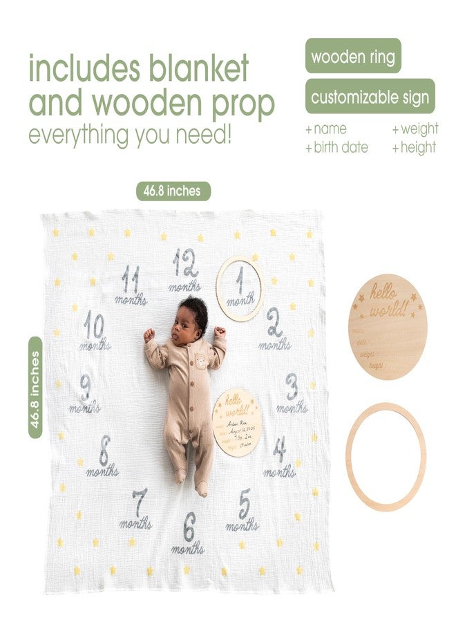 Pearhead Hello World Milestone Blanket and Prop, Baby Monthly Milestone Updates, Growth Blanket with Photo Posing Props, Ideal, Perfect Newborn Gift and Nursery Decor - Image 4