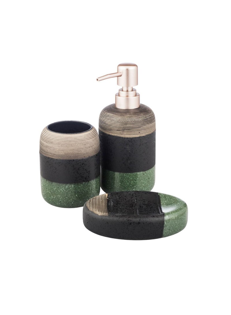 اباريك الصفا طقم حمام سيراميك مكون من 4 قطع مع صابون سائل اسود / اخضر - Image 2