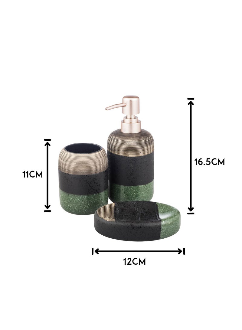 اباريك الصفا طقم حمام سيراميك مكون من 4 قطع مع صابون سائل اسود / اخضر - Image 4