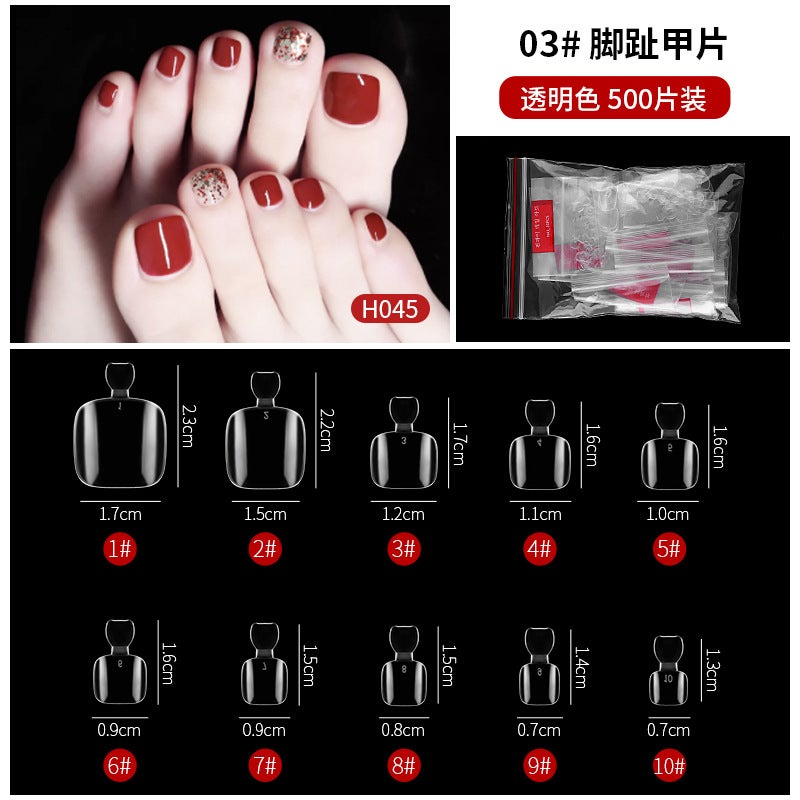 Generic hot-cut nail art natural transparent fake nail extension patch nail shop special nail art factory wholesale3# toenail piece (transparent color) 3# toenail piece (transparent color)
