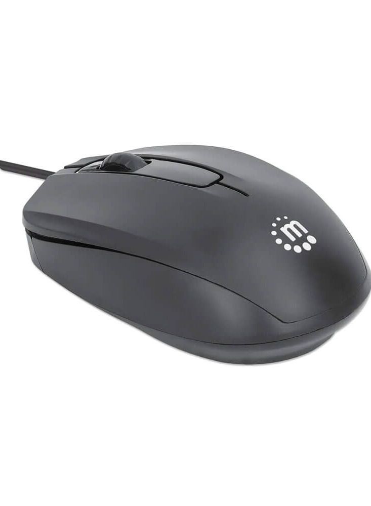 Manhattan Comfort II Wired Optical Mouse 1000 DPI Ambidextrous 1.2 m Cable - Black - Image 2