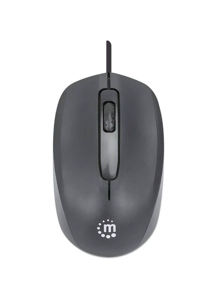 Manhattan Comfort II Wired Optical Mouse 1000 DPI Ambidextrous 1.2 m Cable - Black - Image 3