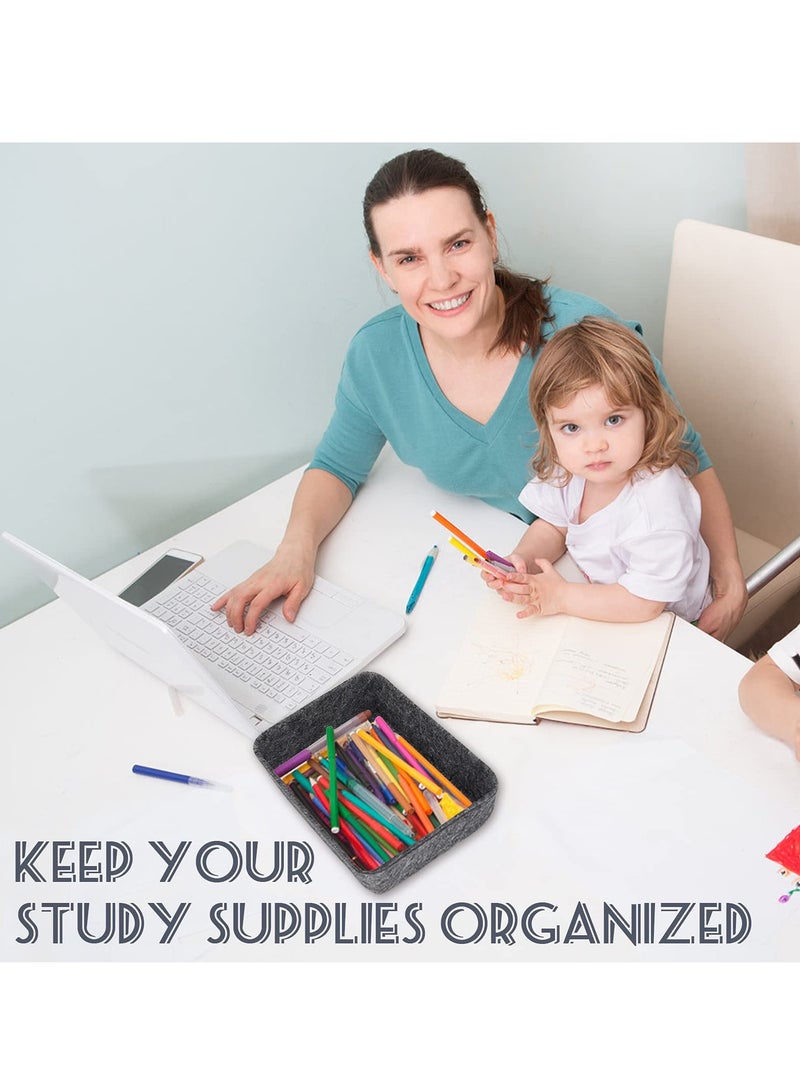 Excefore Felt Drawer Organizer Tray, 7 Pack Shallow Desk Drawer Organizer, Save Desk Space Dividers Box for Office Gadgets and Jewelry Storage (Dark Gray) - Image 2