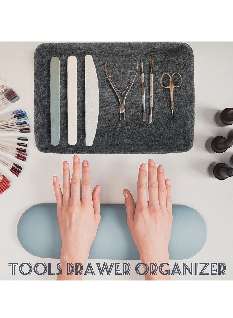 Excefore Felt Drawer Organizer Tray, 7 Pack Shallow Desk Drawer Organizer, Save Desk Space Dividers Box for Office Gadgets and Jewelry Storage (Dark Gray) - Image 3