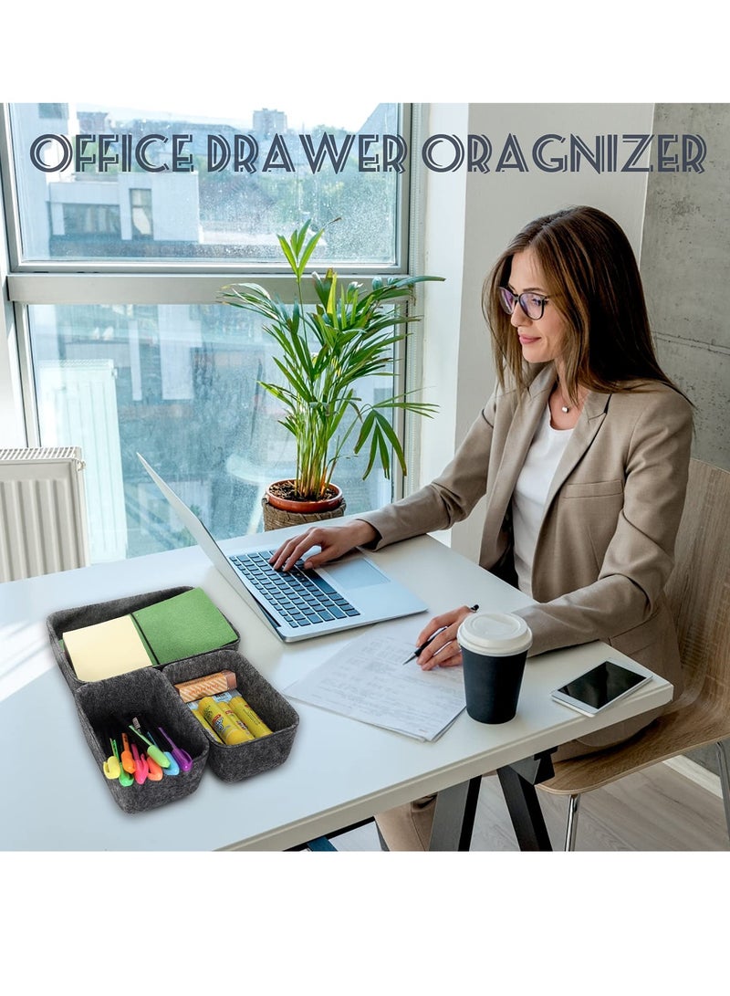 Excefore Felt Drawer Organizer Tray, 7 Pack Shallow Desk Drawer Organizer, Save Desk Space Dividers Box for Office Gadgets and Jewelry Storage (Dark Gray) - Image 4