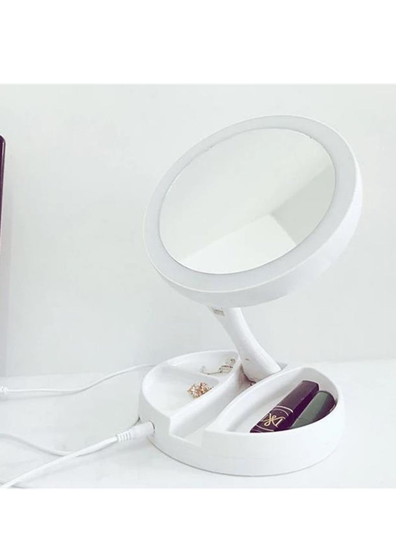 Portable LED makeup mirror desktop with light folding mirror vertical double-sided fill-in light - Image 4