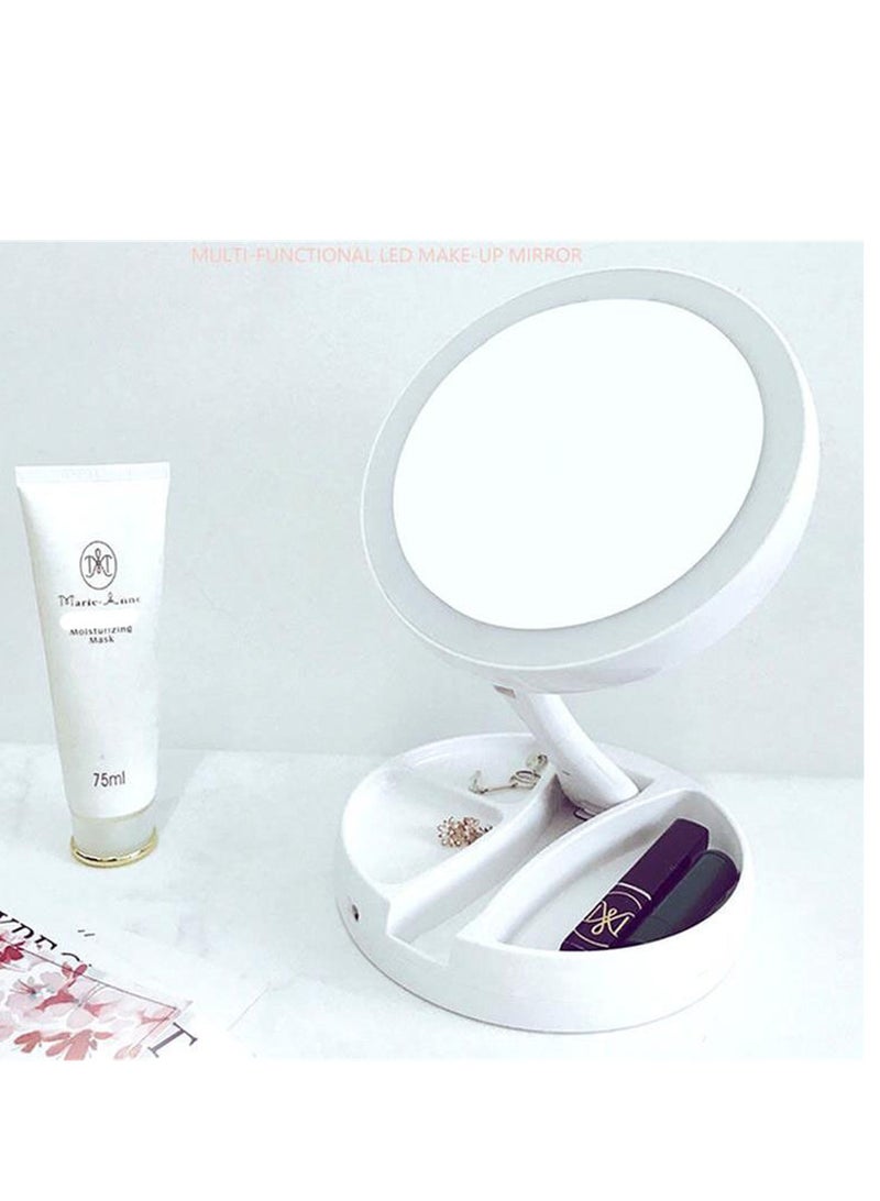 Portable LED makeup mirror desktop with light folding mirror vertical double-sided fill-in light - Image 2
