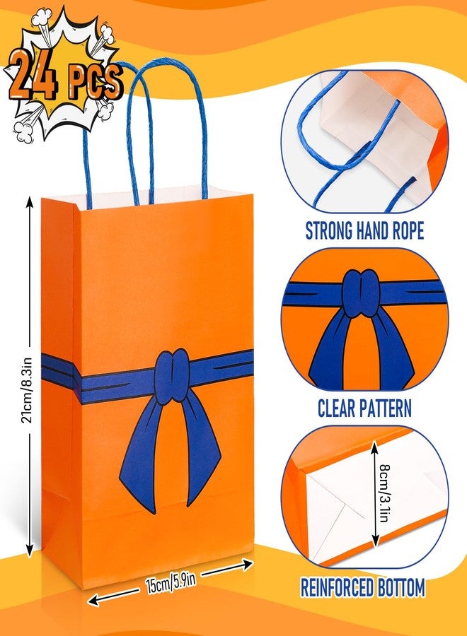 Whaline 24 Pcs Dragon Anime Theme Paper Bags with Handles Orange and Blue Birthday Party Favor Bag Candy Treat Goodie Bags for Dragon Cartoon Animation Birthday Party Supplies, 5.9 x 8.3 x 3.1 Inch - Image 2
