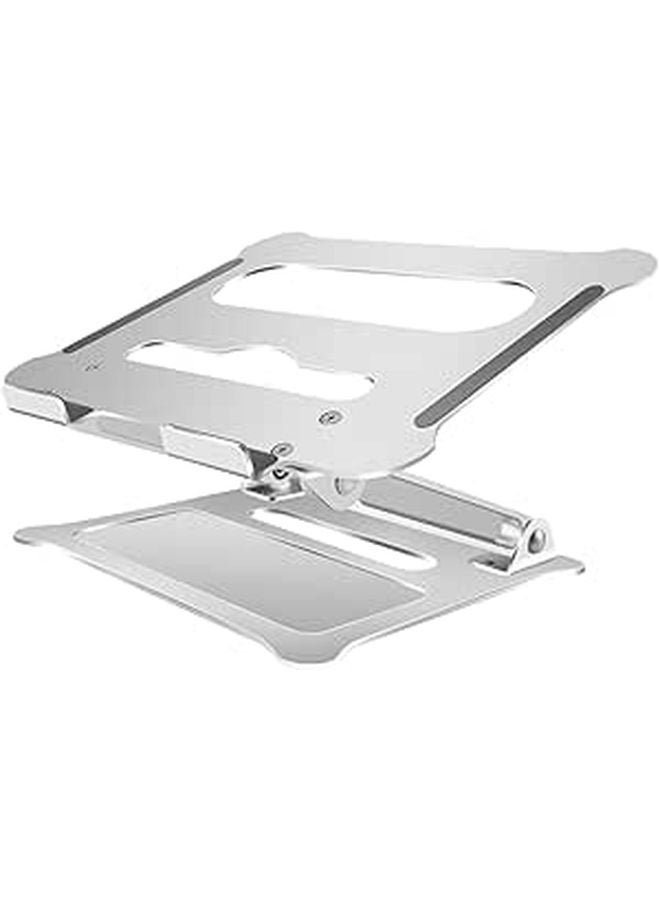 Foldable Aluminum Alloy Laptop Stand Adjustable Portable Computer Holder for Desk and Travel Silver - Image 1
