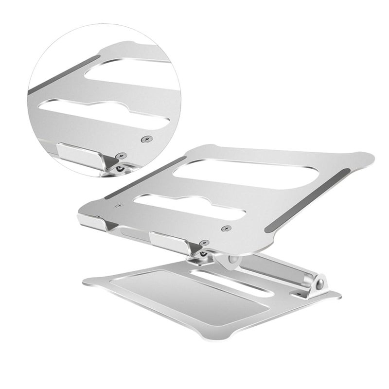 Foldable Aluminum Alloy Laptop Stand Adjustable Portable Computer Holder for Desk and Travel Silver - Image 5
