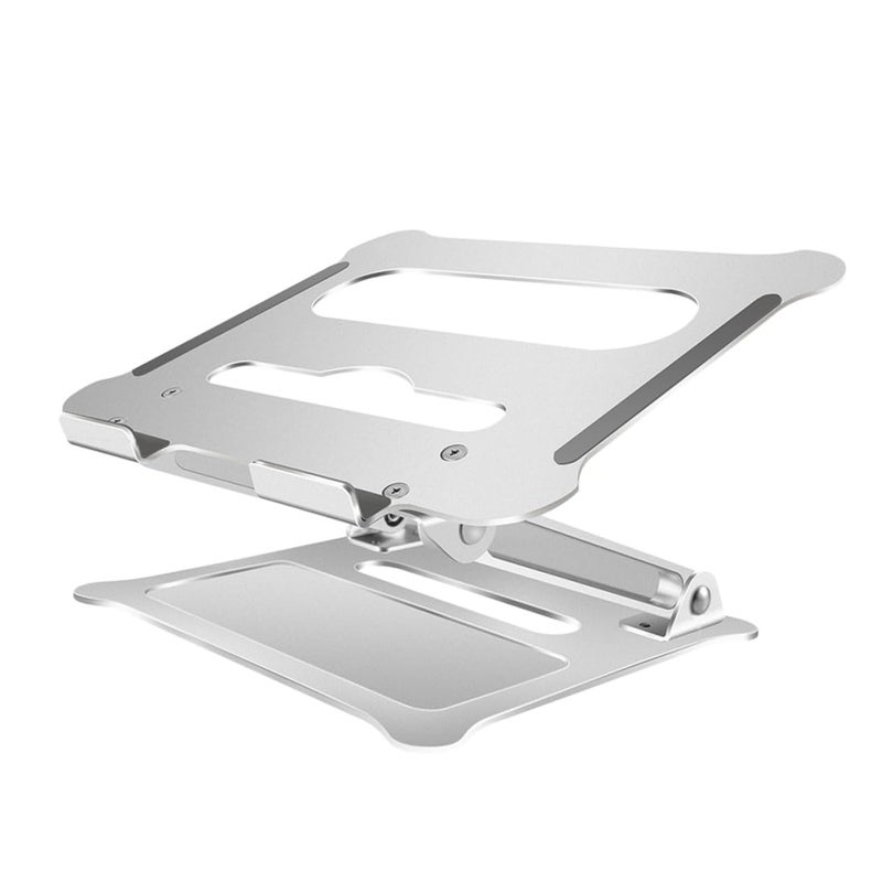 Foldable Aluminum Alloy Laptop Stand Adjustable Portable Computer Holder for Desk and Travel Silver - Image 2