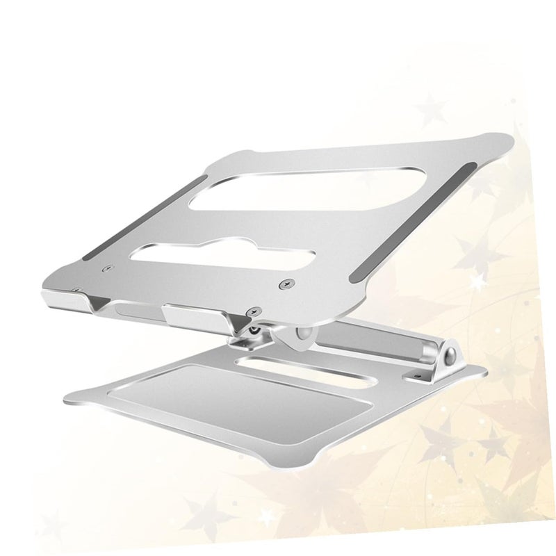 Foldable Aluminum Alloy Laptop Stand Adjustable Portable Computer Holder for Desk and Travel Silver - Image 4
