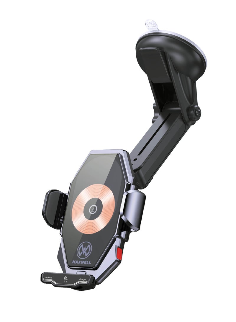 Maxwell Electronics Maxwell Wireless Car Charger And Holder With Intelligent Sensor - 15W Fast Charging, Auto-Clamping, Compatible with iPhone 16 Pro Max, 15, Samsung Galaxy S24, S23, and More Car Phone Holder Charger - Image 1