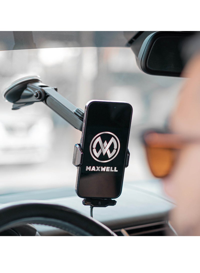 Maxwell Electronics Maxwell Wireless Car Charger And Holder With Intelligent Sensor - 15W Fast Charging, Auto-Clamping, Compatible with iPhone 16 Pro Max, 15, Samsung Galaxy S24, S23, and More Car Phone Holder Charger - Image 4