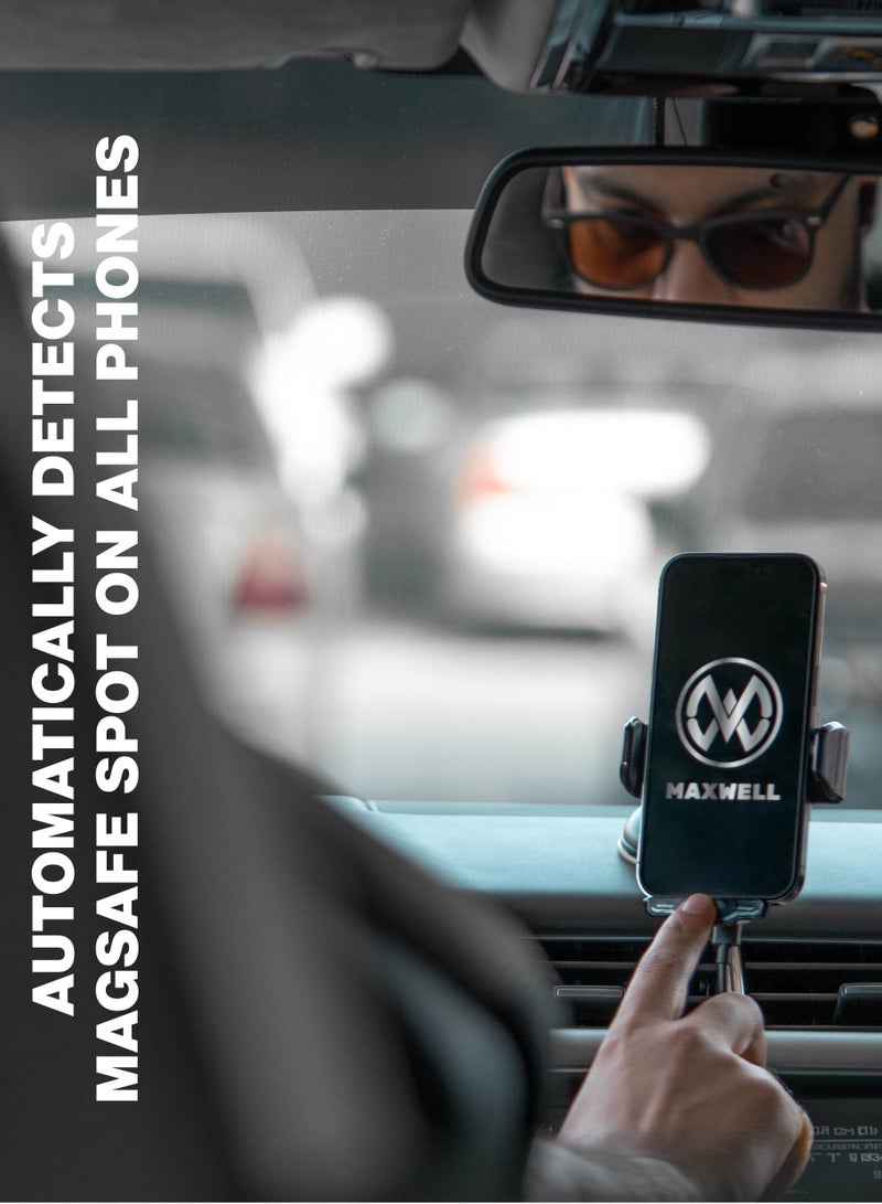 Maxwell Electronics Maxwell Wireless Car Charger And Holder With Intelligent Sensor - 15W Fast Charging, Auto-Clamping, Compatible with iPhone 16 Pro Max, 15, Samsung Galaxy S24, S23, and More Car Phone Holder Charger - Image 5