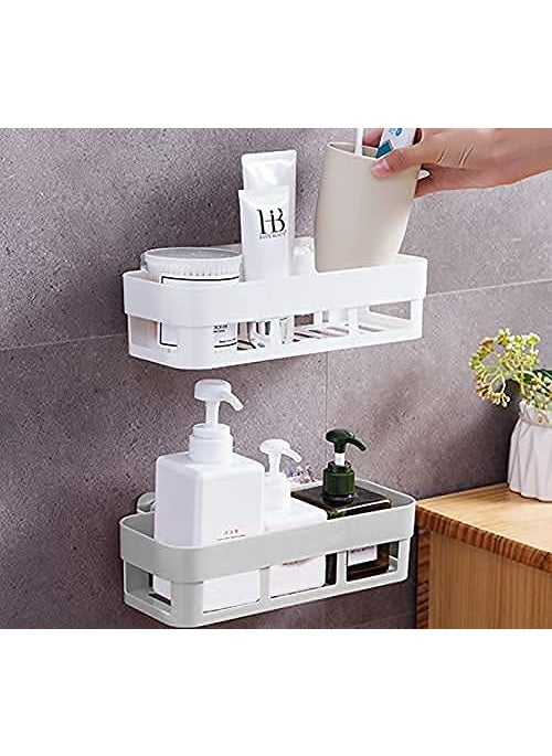 Perpetual perpetual Bathroom Organiser Self Adhesive Bathroom Shelf for Wall Washroom Organizer Bathroom Rack Stand Without Drilling SOAD Dish Holder 1 Bathroom Shelf 1 Soap Dish Holder  - Image 3