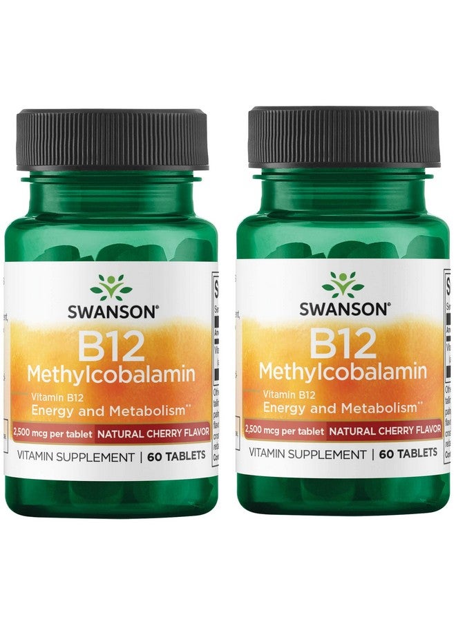 Swanson Vitamin B12 Methylcobalamin - Natural Black Cherry Flavored 2,500 mcg 60 Tabs (2 Pack) - Image 1