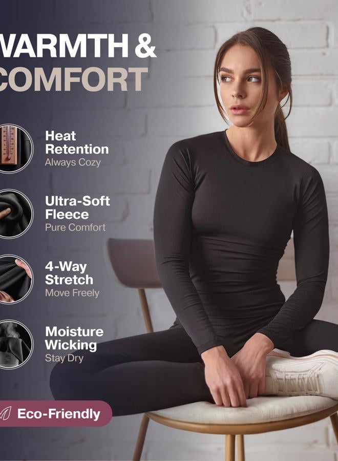 Thermajane Long Johns Thermal Underwear for Women Fleece Lined Base Layer Pajama Set Cold Weather (Large, Red) - Image 2