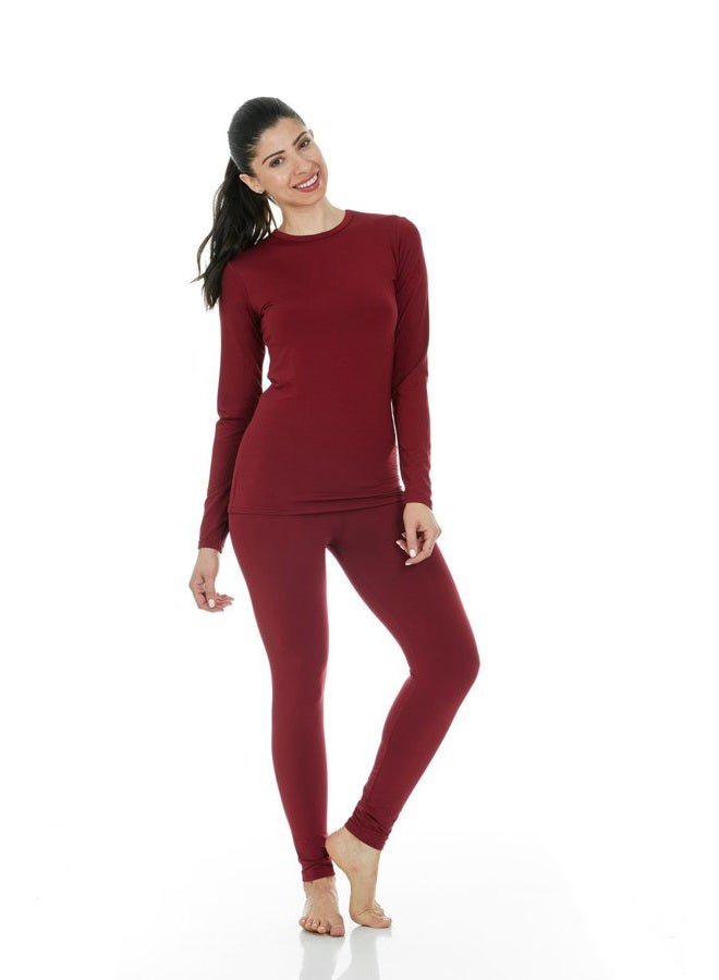 Thermajane Long Johns Thermal Underwear for Women Fleece Lined Base Layer Pajama Set Cold Weather (Large, Red) - Image 1
