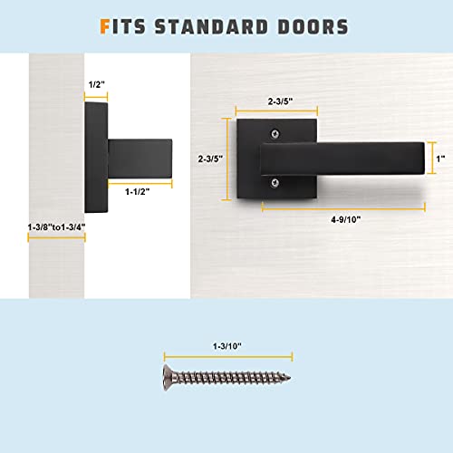 KNOBWELL 6 Pack Heavy Duty Dummy Door Handle Door Leversets, Dummy Lever, Single Sided Handle for Both Right/Left Handed Doors, Matte Black Finish 0.93 lb One Lever - Image 5