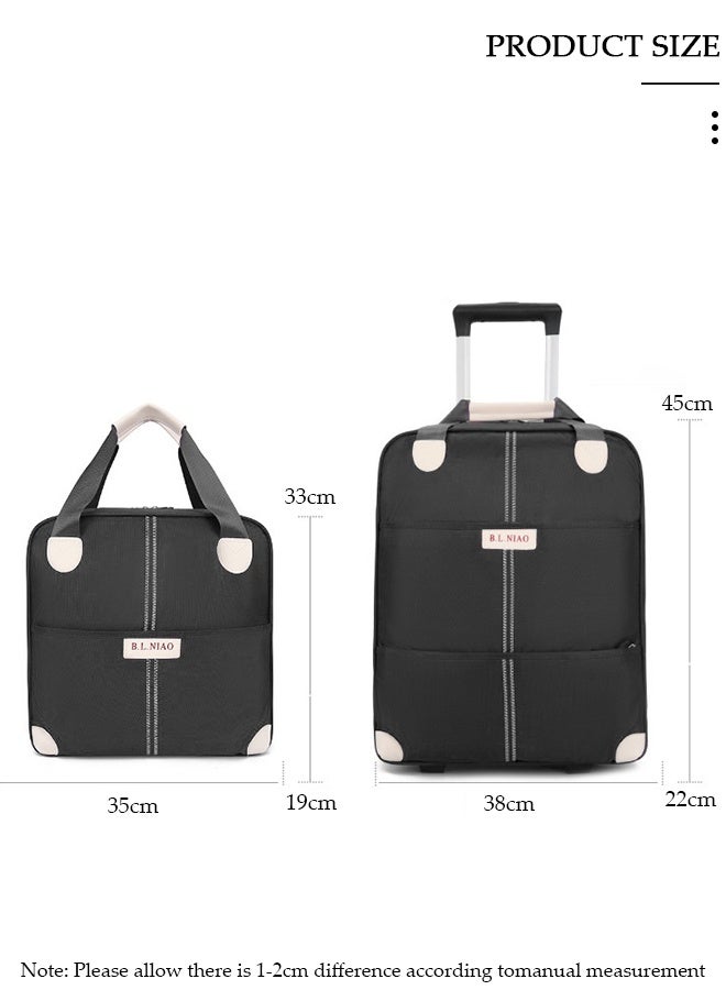 DUNISO Expandable Lightweight Pull Rod Bag Carry-On Luggage Men's and Women's Carrying Canvas Duffel Bag, 2 Piece Set(Tote and Trolley Suitcase) - Image 2