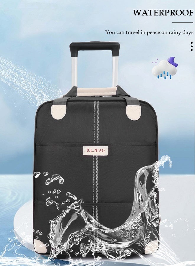 DUNISO Expandable Lightweight Pull Rod Bag Carry-On Luggage Men's and Women's Carrying Canvas Duffel Bag, 2 Piece Set(Tote and Trolley Suitcase) - Image 4