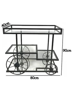 HOME TASTE 3Tier Metal Serving Trolley With Lockable Wheels – Sophisticated Bar Cart For Home, Kitchen, Restaurant, And Hospitality – Stylish 1.3cm Thick Metal Frame Style 1, Small 80X40X90Cm  - Image 2