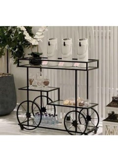 HOME TASTE 3Tier Metal Serving Trolley With Lockable Wheels – Sophisticated Bar Cart For Home, Kitchen, Restaurant, And Hospitality – Stylish 1.3cm Thick Metal Frame Style 1, Small 80X40X90Cm  - Image 4