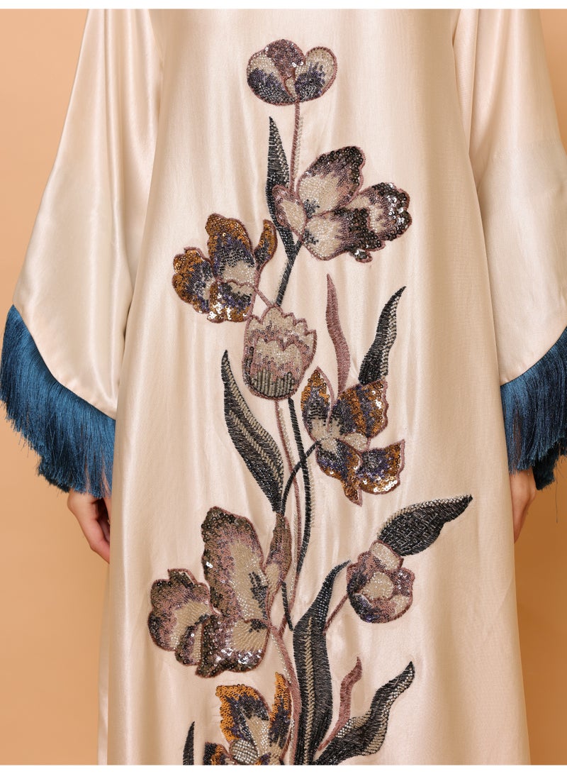 IKKXA Elegant Shimmer Fabric Floral Design Modern Sleeves - Image 4