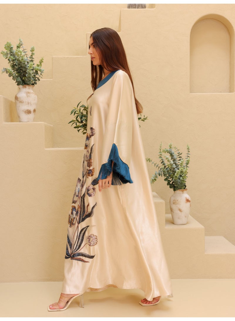 IKKXA Elegant Shimmer Fabric Floral Design Modern Sleeves - Image 3