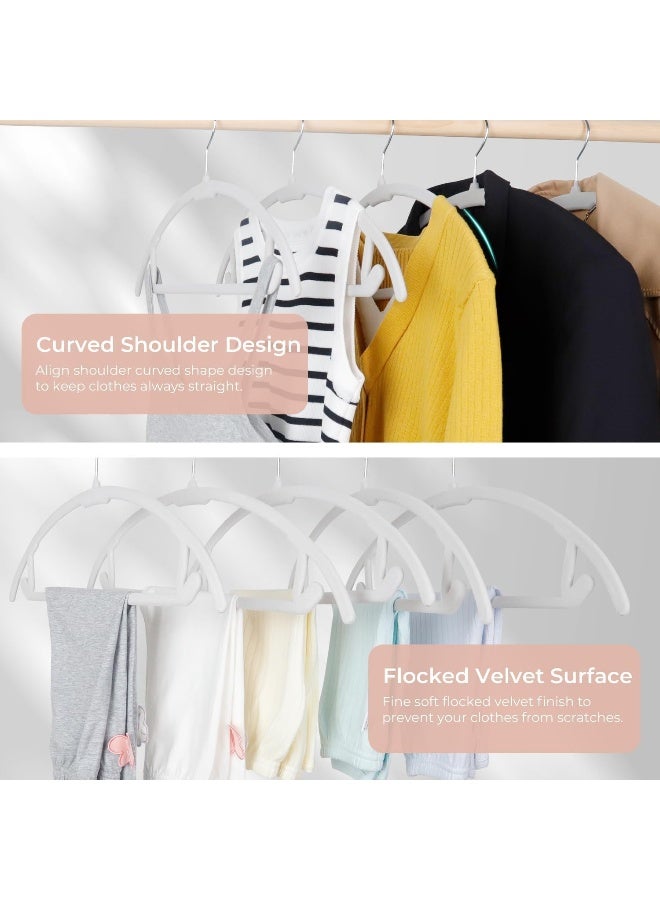 ManGotree 17.6'' Velvet Clothes Hangers, Non-Slip Rounded Felt Hangers, Sturdy & Space-Saving Suit Hangers For Sweaters, Pants, Dresses, Skirts, Coats (White, 50 Pack) - Image 4