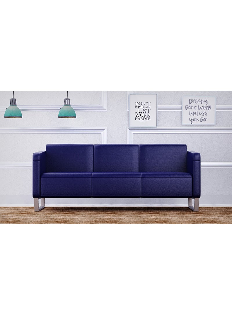 Mahmayi 2850 Three Seater PU Sofa - Blue - Image 4