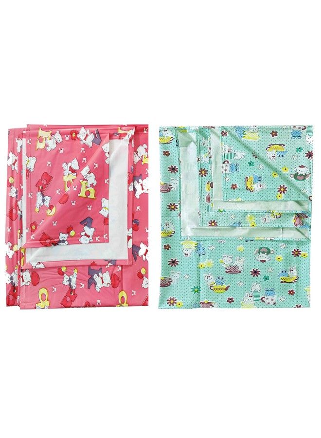 Ecosoft Plastic Sheetpvc Sheet For Kidsrubber Sheet For Babiesbed Wetting Protector(90 X 135 Cm) (Alphabet Pink & Rabbit Green)  - Image 1